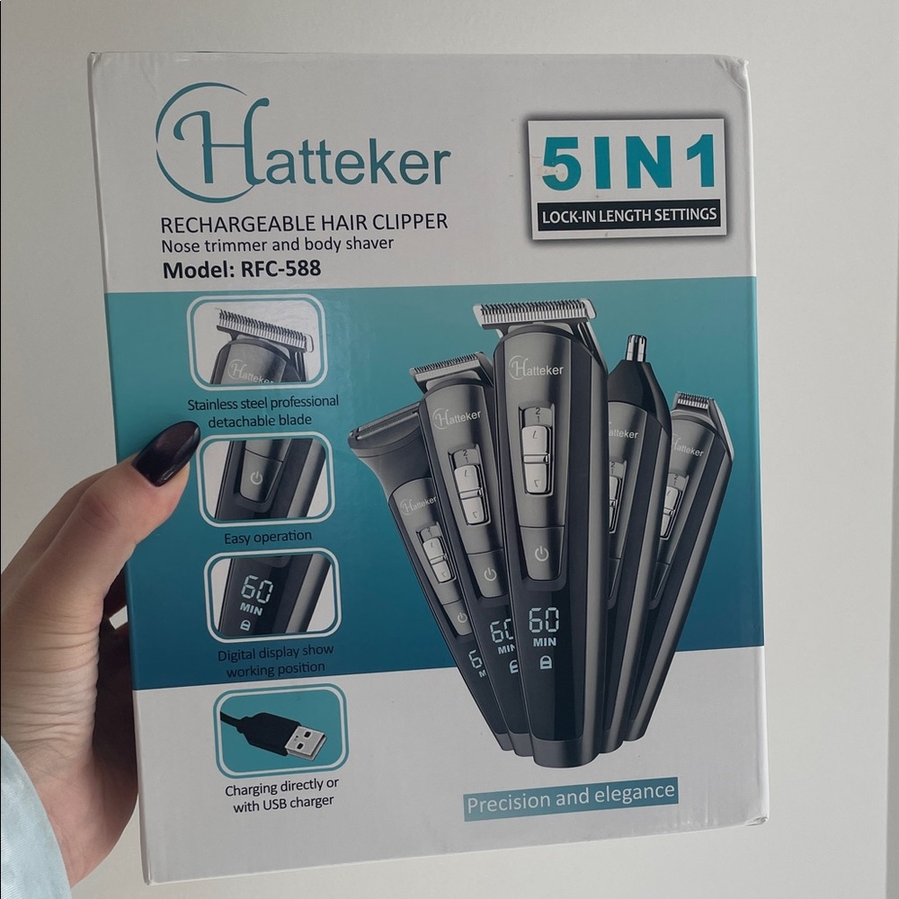 5-in-1 Rechargeable Hair Clipper - Black